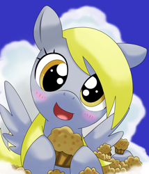 Size: 1080x1260 | Tagged: safe, artist:hoyeechun, derpy hooves, pegasus, pony, blushing, female, mare, muffin