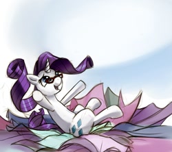 Size: 882x782 | Tagged: safe, artist:gsphere, rarity, pony, unicorn, fabric, falling, glasses, solo