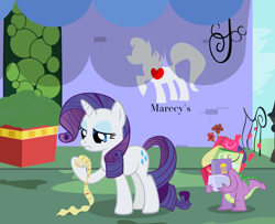 Size: 2048x1660 | Tagged: safe, artist:thecoltalition, rarity, spike, dragon, pony, unicorn, duo, female, male, mare, white coat