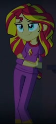 Size: 333x739 | Tagged: safe, screencap, sunset shimmer, equestria girls, rainbow rocks, clothes, pajamas, smiling, when she smiles