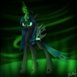 Size: 1024x1024 | Tagged: safe, artist:y-nik, queen chrysalis, changeling, changeling queen, female, magic, solo