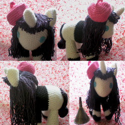 Size: 1800x1800 | Tagged: safe, artist:crowchet, rarity, pony, amigurumi, beatnik rarity, beret, clothes, crochet, hat, irl, photo, plushie, solo