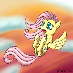 Size: 1200x1200 | Tagged: safe, artist:crombiettw, fluttershy, pegasus, pony, female, mare, pink mane, solo, yellow coat