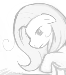 Size: 500x571 | Tagged: safe, artist:luna-sedata, fluttershy, pegasus, pony, female, mare, monochrome, solo