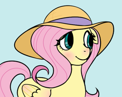 Size: 601x480 | Tagged: safe, artist:cooljapan, fluttershy, pegasus, pony, female, hat, mare, pink mane, yellow coat