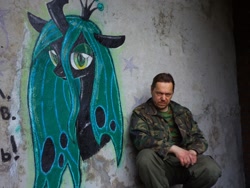 Size: 1024x768 | Tagged: safe, artist:olgfox, queen chrysalis, human, brony, chalk drawing, graffiti, irl, irl human, painting, photo, russia