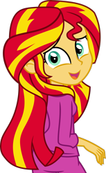 Size: 1831x3000 | Tagged: safe, artist:katequantum, sunset shimmer, equestria girls, rainbow rocks, clothes, cute, looking back, pajamas, shimmerbetes, simple background, smiling, solo, transparent background, vector, when she smiles