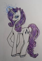 Size: 571x823 | Tagged: safe, artist:anakichi, rarity, pony, unicorn, female, horn, mare, traditional art, white coat