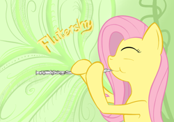 Size: 1000x700 | Tagged: safe, artist:cheshiresdesires, fluttershy, pegasus, pony, flute, musical instrument, pun