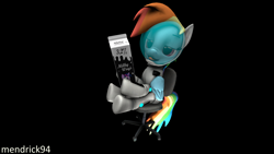 Size: 3840x2160 | Tagged: safe, artist:mendrick94, derpibooru import, rainbow dash, pegasus, pony, 3d, astronaut, chair, solo, source filmmaker, spacesuit, tongue out