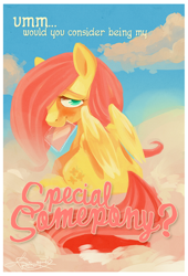 Size: 600x882 | Tagged: safe, artist:frostadflakes, fluttershy, pegasus, pony, cloud, cloudy, letter, special somepony