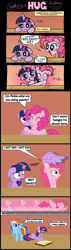 Size: 1047x3687 | Tagged: safe, artist:bronybyexception, artist:redapropos, derpibooru import, pinkie pie, rainbow dash, twilight sparkle, twilight sparkle (alicorn), unicorn twilight, alicorn, pegasus, pony, unicorn, alicornified, cameo, comic, deadpool, everything went better than expected, hug, ironic, it started with a hug, modular, pegasus pinkie pie, race swap, reading, subliminal deadpool, when you see it, wings