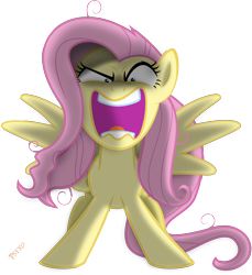 Size: 5184x5664 | Tagged: safe, artist:psyxofthoros, fluttershy, pegasus, pony, absurd resolution, flutterrage, solo