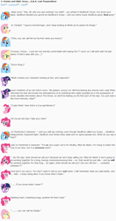 Size: 842x1596 | Tagged: safe, artist:dziadek1990, derpibooru import, fluttershy, pinkie pie, rainbow dash, twilight sparkle, oc, oc:merlin, oc:pinka, oc:shade, oc:skullfuck doombringer, earth pony, pegasus, pony, conversation, description is relevant, dialogue, dungeons and dragons, emote story, emote story:ponies and d&d, emotes, reddit, rpg, slice of life, tabletop game, text