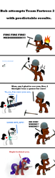 Size: 1000x3250 | Tagged: safe, rarity, oc, oc:bob, pony, unicorn, disease not alicorn, medic, soldier, spy, team fortress 2