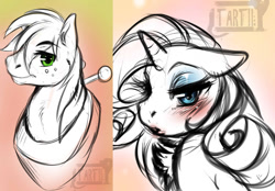 Size: 900x625 | Tagged: safe, artist:tartii, big macintosh, rarity, earth pony, pony, unicorn, male, stallion