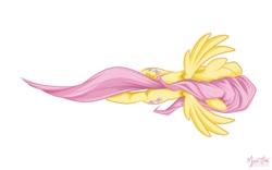 Size: 1680x1050 | Tagged: safe, artist:mysticalpha, fluttershy, pegasus, pony, female, flying, mare, wallpaper