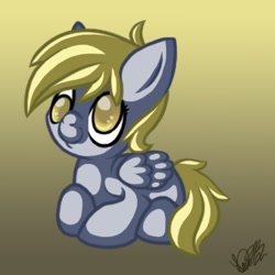 Size: 432x432 | Tagged: safe, artist:beanpony, derpy hooves, pegasus, pony, blonde mane, female, filly, gray coat, mare, wings