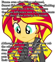 Size: 847x943 | Tagged: safe, sunset shimmer, equestria girls, rainbow rocks, fanon, headcanon, image macro, meme, meta, solo