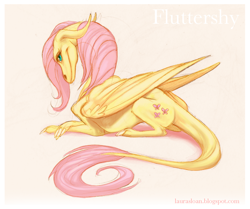 Size: 1280x1070 | Tagged: safe, artist:skittledeediddle, fluttershy, dragon, dragonified, flutterdragon, species swap