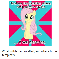 Size: 305x303 | Tagged: safe, fluttershy, pegasus, pony, advice meme, exploitable meme, fanfic, female, looking at you, mare, meme, meta, smiling, solo, standing