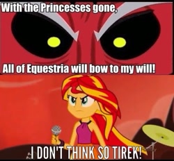 Size: 517x479 | Tagged: safe, lord tirek, sunset shimmer, equestria girls, rainbow rocks, exploitable meme, meme, tirek is doomed, tirek vs everyone meme