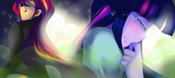 Size: 900x400 | Tagged: safe, artist:loyaldis, sunset shimmer, twilight sparkle, twilight sparkle (alicorn), alicorn, human, equestria girls, rainbow rocks, crying, female, sad