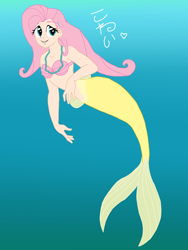 Size: 3000x4000 | Tagged: safe, artist:the-epicteer, fluttershy, mermaid, seapony (g4), ariel, disney, disney princess, humanized, mermaidized, midriff, parody, seaponified, seapony fluttershy, seashell, species swap, the little mermaid