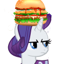 Size: 125x125 | Tagged: safe, rarity, pony, unicorn, burger, female, horn, mare, white coat