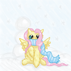 Size: 900x900 | Tagged: safe, fluttershy, fluffy pony, pegasus, pony, clothes, fluffy pony original art, fluffyshy, scarf