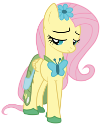 Size: 4017x5000 | Tagged: safe, artist:jennieoo, fluttershy, pegasus, pony, suited for success, absurd resolution, clothes, cute, dress, flower, flower in hair, gala dress, sad, sadorable, shyabetes, simple background, solo, transparent background, vector