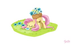 Size: 1680x1050 | Tagged: safe, artist:mysticalpha, fluttershy, pegasus, pony, basket, flower, wallpaper