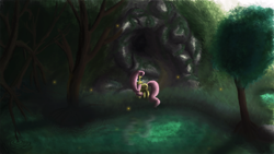 Size: 1920x1080 | Tagged: safe, artist:tuore, fluttershy, pegasus, pony, forest, pond, water