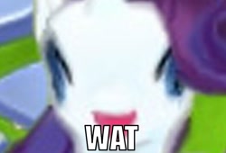 Size: 800x543 | Tagged: safe, rarity, pony, unicorn, 3d, caption, faic, gameloft, gameloft shenanigans, image macro, reaction image, wat