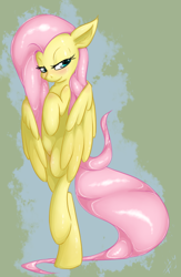 Size: 504x773 | Tagged: safe, artist:sharpy, fluttershy, pegasus, pony, adorasexy, bedroom eyes, bipedal, blushing, cute, female, sexy, shyabetes, solo, stupid sexy fluttershy