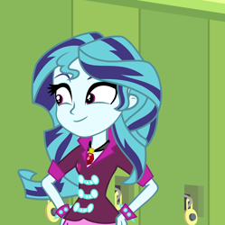 Size: 1992x2000 | Tagged: safe, sonata dusk, sunset shimmer, equestria girls, rainbow rocks, alternate hairstyle, meme, smiling, solo, sonata's alternate hairstyle