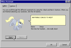 Size: 507x341 | Tagged: safe, derpy hooves, pegasus, pony, female, mare, microsoft office, windows