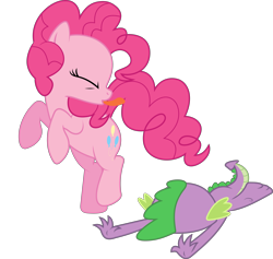 Size: 8431x8000 | Tagged: safe, artist:hourglass-vectors, pinkie pie, spike, dragon, earth pony, pony, absurd resolution, female, male, mare