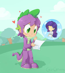 Size: 717x800 | Tagged: safe, artist:girgrunny, rarity, spike, humanized, shipping, sparity, tailed humanization