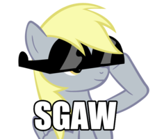 Size: 223x200 | Tagged: safe, derpy hooves, pegasus, pony, derp, female, image macro, mare, sgaw, sunglasses, swag