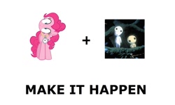 Size: 1100x663 | Tagged: safe, pinkie pie, earth pony, pony, too many pinkie pies, all caps, clock, exploitable meme, kodama, make it happen, meme, princess mononoke