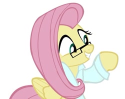 Size: 517x409 | Tagged: safe, artist:blood x, fluttershy, pegasus, pony, female, glasses, mare, pink mane, yellow coat