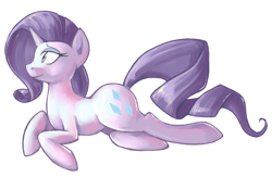 Size: 1165x760 | Tagged: safe, artist:sarochan, rarity, pony, unicorn, prone, simple background, solo, white background