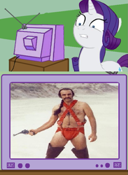 Size: 563x771 | Tagged: safe, rarity, pony, unicorn, exploitable meme, meme, sean connery, tv meme, zardoz