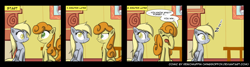 Size: 1600x430 | Tagged: safe, artist:reikomuffin, carrot top, derpy hooves, golden harvest, pegasus, pony, comic, female, mare, staring contest