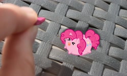 Size: 2734x1651 | Tagged: safe, artist:vero-h, pinkie pie, human, chubbie, cute, hand, irl, photo, ponies in real life, vector