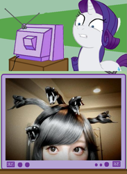 Size: 563x771 | Tagged: safe, rarity, pony, unicorn, exploitable meme, fashion, hair, kyary pamyu pamyu, meme, tv meme