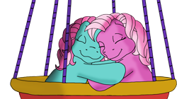 Size: 2500x1400 | Tagged: safe, artist:katarakta4, minty, pinkie pie, earth pony, pony, g3, female, lesbian, mintypie, shipping, simple background, transparent background, vector