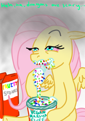 Size: 700x1000 | Tagged: safe, artist:pronzoc, fluttershy, pegasus, pony, drugs, eating, flutterhigh, high