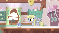 Size: 1280x720 | Tagged: safe, artist:ikillyou121, derpy hooves, pegasus, pony, female, kitchen, mare, sugarcube corner